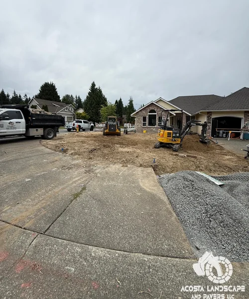 Contemporary Patio, Retaining Wall & Sod Renovation in Snohomish 